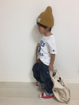 「Right-on（ライトオン）のアイテム（バッグ）」を使った、JINさん（キッズ・90cm）の夏コーディネート