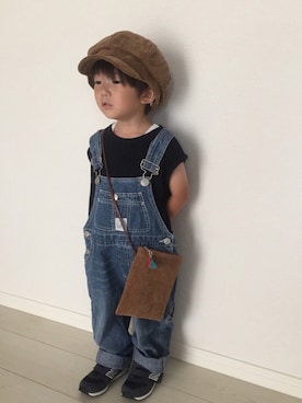 「LAGOM（LAGOM）のアイテム（サロペット/オーバーオール）」を使った、JINさん（キッズ・90cm）の夏コーディネート