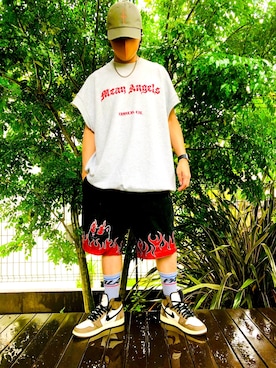 「RIPNDIP（リップンディップ）のアイテム（パンツ）」を使った、ianruzakさん（メンズ・170cm）の夏コーディネート