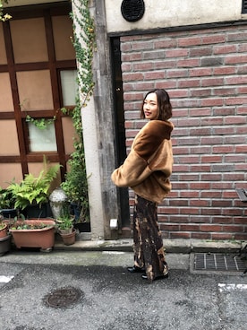 「Ungrid（アングリッド）のアイテム（ノーカラージャケット）」を使った、rikako　matsubaraさん（レディース・162cm）の冬コーディネート