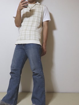 「DRIES VAN NOTEN（ドリスヴァンノッテン）のアイテム（ベスト）」を使った、ウメたろうさん（メンズ・167cm）の夏コーディネート