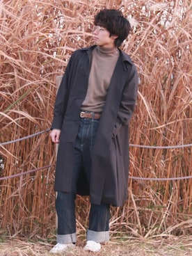 「GIVENCHY（ジバンシイ）のアイテム（ステンカラーコート）」を使った、ウメたろうさん（メンズ・167cm）の秋コーディネート