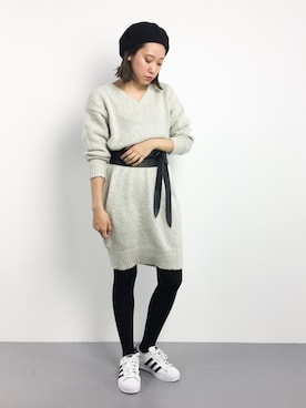 「RED CHOP WORKS（レッドチョップワークス）のアイテム（ワンピース/ドレス）」を使った、chiharuさん（レディース・160cm）の冬コーディネート
