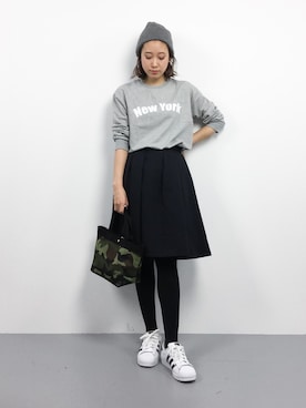 「coca（coca）（コカ）のアイテム（スウェット）」を使った、chiharuさん（レディース・160cm）の冬コーディネート