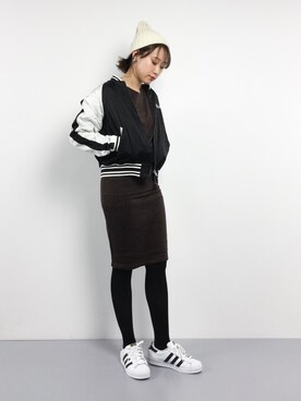 「MOUSSY（マウジー）のアイテム（ブルゾン）」を使った、chiharuさん（レディース・160cm）の冬コーディネート