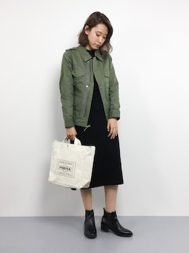 「FRED PERRY（フレッドペリー）のアイテム（ジャケット/アウター）」を使った、chiharuさん（レディース・160cm）の冬コーディネート