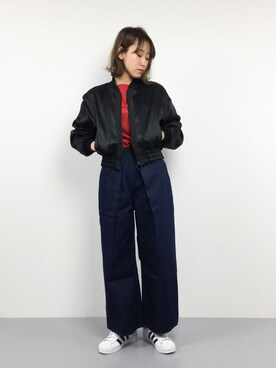 「STUDIOUS（ステュディオス）のアイテム（ブルゾン）」を使った、chiharuさん（レディース・160cm）の冬コーディネート
