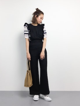 「MODE ROBE（モードローブ）のアイテム（オールインワン・サロペット）」を使った、chiharuさん（レディース・160cm）の春コーディネート
