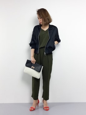 「Honeys（ハニーズ）のアイテム（ブルゾン）」を使った、chiharuさん（レディース・160cm）の春コーディネート