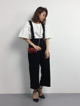 「select MOCA（セレクトモカ）のアイテム（サロペット/オーバーオール）」を使った、chiharuさん（レディース・160cm）の春コーディネート