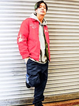 「ストリートカジュアル」｜「アイテム（ブルゾン）」を使った、Alphashotさん（メンズ・178cm）の冬コーディネート