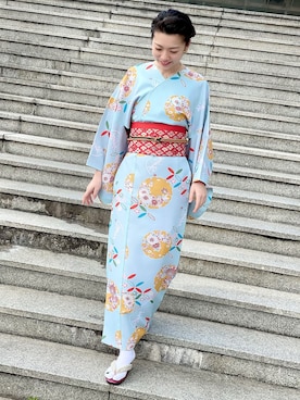 「簡単着物」｜sutoさん（レディース・169cm）の冬コーディネート