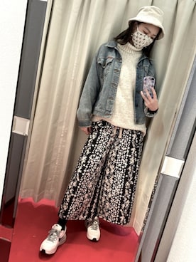 「Big John（ビッグジョン）のアイテム（デニムジャケット）」を使った、sutoさん（レディース・169cm）の冬コーディネート