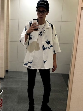 「NEW BALANCE（ニューバランス）のアイテム（スニーカー、ブラック系）」を使った、MYさん（メンズ・177cm）の夏コーディネート