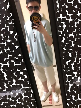 「A BATHING APE（アベイシングエイプ）のアイテム（PC・スマホグッズ/家電）」を使った、Tingyu Wenさん（メンズ・166cm）の夏コーディネート