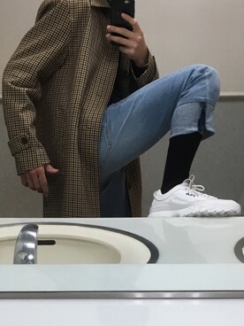 「韓国」｜「アイテム（ステンカラーコート）」を使った、裕哉さん（メンズ・165cm）の冬コーディネート