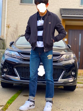 「Abercrombie&Fitch（アバークロンビーアンドフィッチ）のアイテム（デニムパンツ）」を使った、Ryoさん（メンズ・171cm）の春コーディネート