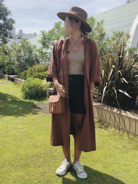 「CONVERSE（コンバース）のCONVERSEコンバースオールスターキャンバススニーカー　ベージュ/グレー（スニーカー）」を使った、あちょ.さん（レディース・161cm）の夏コーディネート