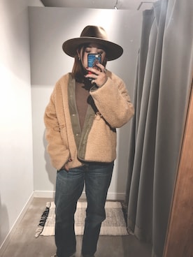 「アイテム（トップス、ブラウン系）」を使った、あちょ.さん（レディース・161cm）の秋コーディネート