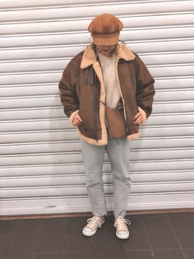 「アイテム（ミリタリージャケット）」を使った、あちょ.さん（レディース・161cm）の冬コーディネート