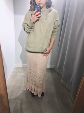 「Auntie Rosa Holiday（アンティローザホリデー）の【Holiday】スウェード裏毛ルーズパーカー（パーカー）」を使った、あちょ.さん（レディース・161cm）の冬コーディネート