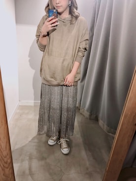 「Auntie Rosa Holiday（アンティローザホリデー）の【Holiday】スウェード裏毛ルーズパーカー（パーカー）」を使った、あちょ.さん（レディース・161cm）の冬コーディネート