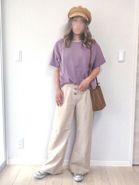 「Auntie Rosa Holiday（アンティローザホリデー）のアイテム（その他パンツ）」を使った、あちょ.さん（レディース・161cm）の春コーディネート