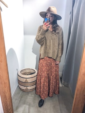 「アイテム（トップス、ブラウン系）」を使った、あちょ.さん（レディース・161cm）の秋コーディネート