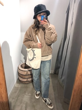 「アイテム（エコバッグ/サブバッグ）」を使った、あちょ.さん（レディース・161cm）の秋コーディネート