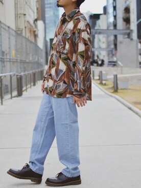 A アート柄bigシャツ 長袖を使った人気ファッションコーディネート Wear