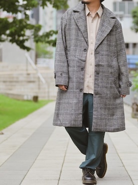 「アイテム（チェスターコート、その他）」を使った、JOHNSCLOSETさん（メンズ・171cm）の冬コーディネート
