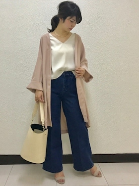 「Noble（ノーブル）のアイテム（ノーカラージャケット）」を使った、yuriさん（レディース・156cm）の春コーディネート