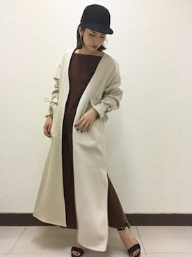 「アイテム（つなぎ/オールインワン、レッド系）」を使った、yuriさん（レディース・156cm）の秋コーディネート