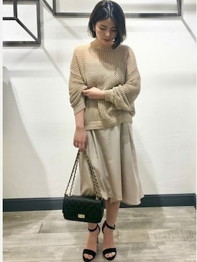 「透かし編みニット」｜yuriさん（レディース・156cm）の春コーディネート