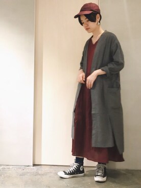 「天然素材」｜「アイテム（ワンピース/ドレス）」を使った、えぐちさん（レディース・162cm）の秋コーディネート