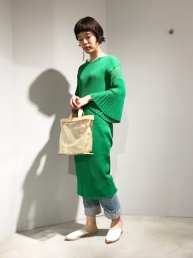 「アイテム（トートバッグ、その他）」を使った、えぐちさん（レディース・162cm）の春コーディネート