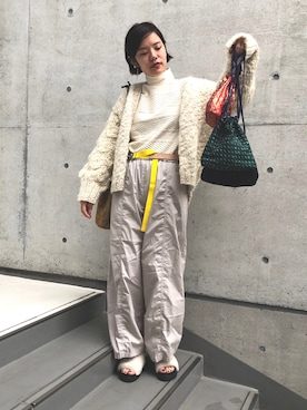 「アイテム（ハンドバッグ、グリーン系）」を使った、えぐちさん（レディース・162cm）の秋コーディネート