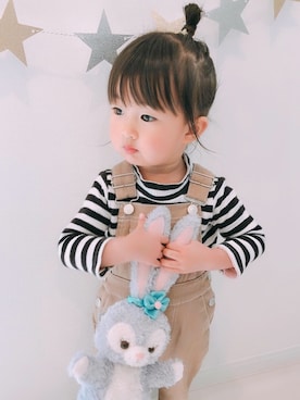 「apres les cours（アプレレクール）のアイテム（サロペット/オーバーオール）」を使った、＊SUZU＊さん（キッズ・90cm）の冬コーディネート