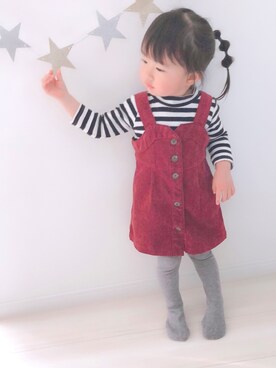 「apres les cours（アプレレクール）のアイテム（ジャンパースカート）」を使った、＊SUZU＊さん（キッズ・90cm）の冬コーディネート