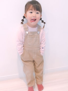 「apres les cours（アプレレクール）のアイテム（サロペット/オーバーオール）」を使った、＊SUZU＊さん（キッズ・90cm）の春コーディネート