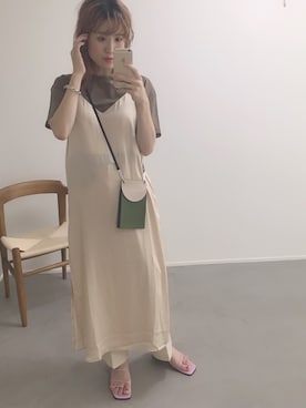 「サテンキャミワンピ」｜mikachu さん（レディース・165cm）の夏コーディネート