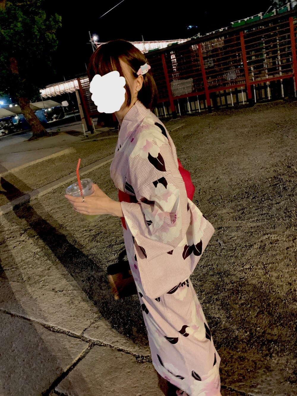 「低身長コーデ、浴衣、浴衣女子、浴衣コーデ、浴衣 お祭り」｜「GRLのアイテム（浴衣、ピンク系）」を使った、さめ さん（レディース・153cm）の夏コーディネートの1枚目の写真