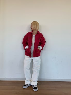 「アイテム（カバーオール、レッド系）」を使った、ARISAさん（レディース・160cm）の秋コーディネート