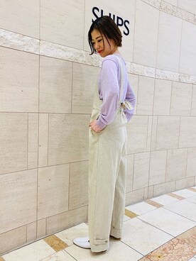 「ラベンダー」｜「アイテム（サロペット/オーバーオール）」を使った、西澤さん（レディース・159cm）の春コーディネート
