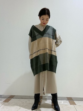 「SHIPS」｜「アイテム（ワンピース/ドレス）」を使った、西澤さん（レディース・159cm）の秋コーディネート