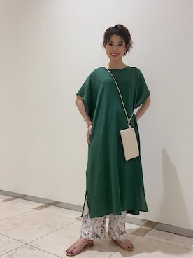 「リーフプリント」｜西澤さん（レディース・159cm）の夏コーディネート