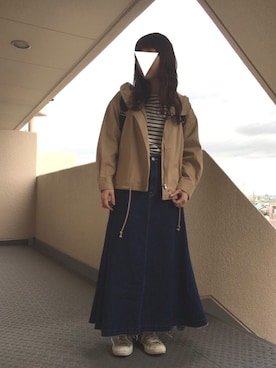 「frames RAY CASSIN（フレームスレイカズン）のアイテム（ブルゾン）」を使った、riipさん（レディース・158cm）の春コーディネート
