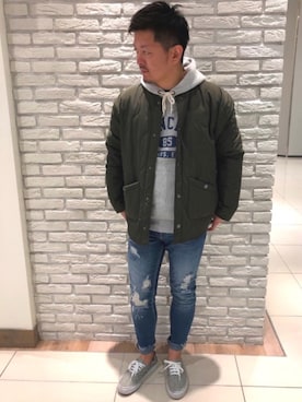 「URBAN RESEARCH（アーバンリサーチ）のアイテム（ノーカラージャケット）」を使った、yosukeさん（メンズ・172cm）の冬コーディネート