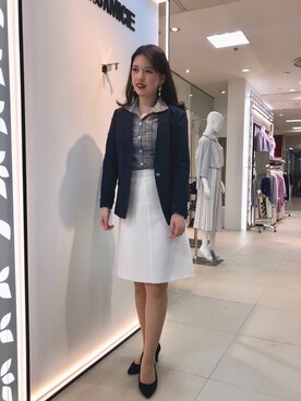 「ナラカミーチェ」｜「アイテム（ノーカラージャケット）」を使った、blankaさん（レディース・163cm）の夏コーディネート