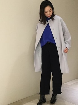 「オーバーコート」｜「アイテム（その他アウター）」を使った、aoiさん（レディース・162cm）の冬コーディネート
